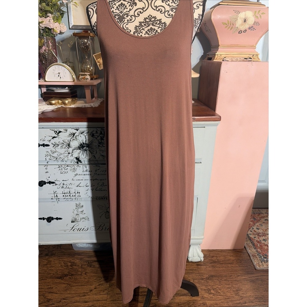 Philosophy Sleeveless Brown Maxi Dress Med minimalist, beach, vacation, Fall